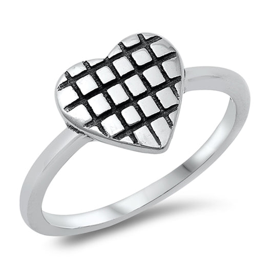 Waffle Net Heart Ring New .925 Sterling Silver Band Sizes 4-10