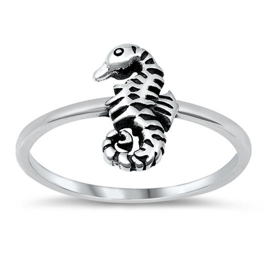 Unique Seahorse Ocean Animal Ring New .925 Sterling Silver Band Sizes 4-10