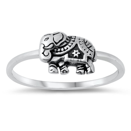 Ornate Decorated Elephant Animal Ring New .925 Sterling Silver Band Sizes 4-10