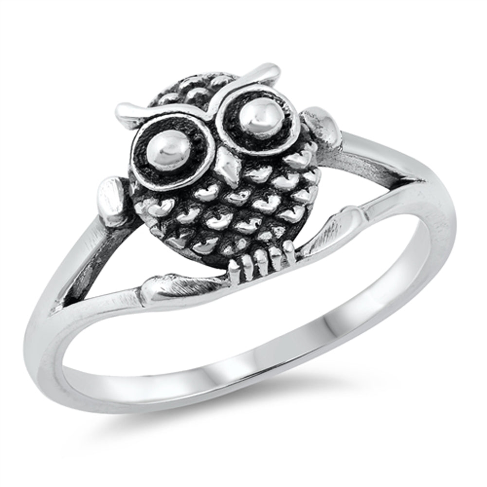 Vintage Owl Classic Statement Ring New .925 Sterling Silver Band Sizes 4-10