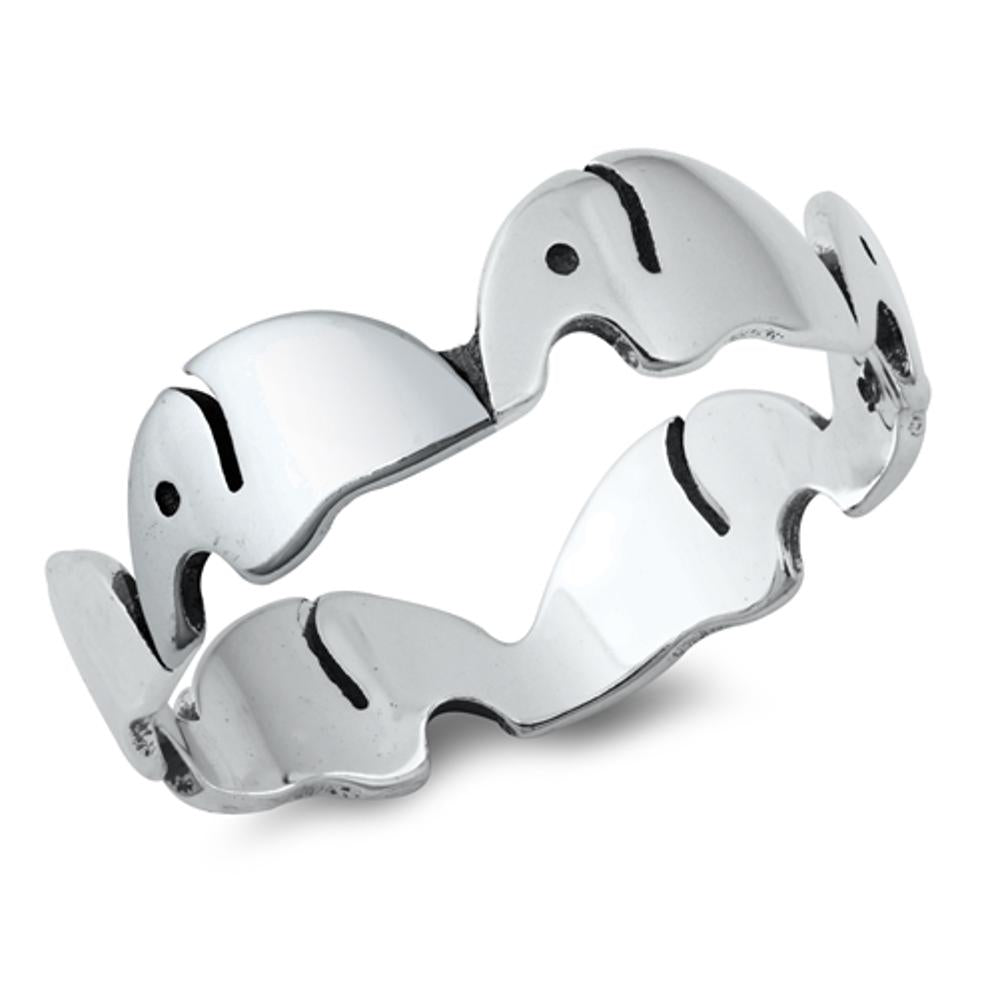 Elephant Infinity Modern Polished Ring New .925 Sterling Silver Band Sizes 5-10