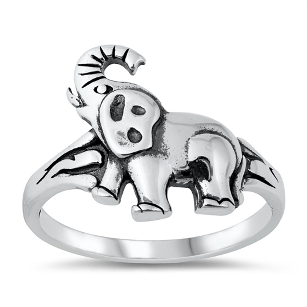 African Elephant Strength Classic Ring New .925 Sterling Silver Band Sizes 5-10
