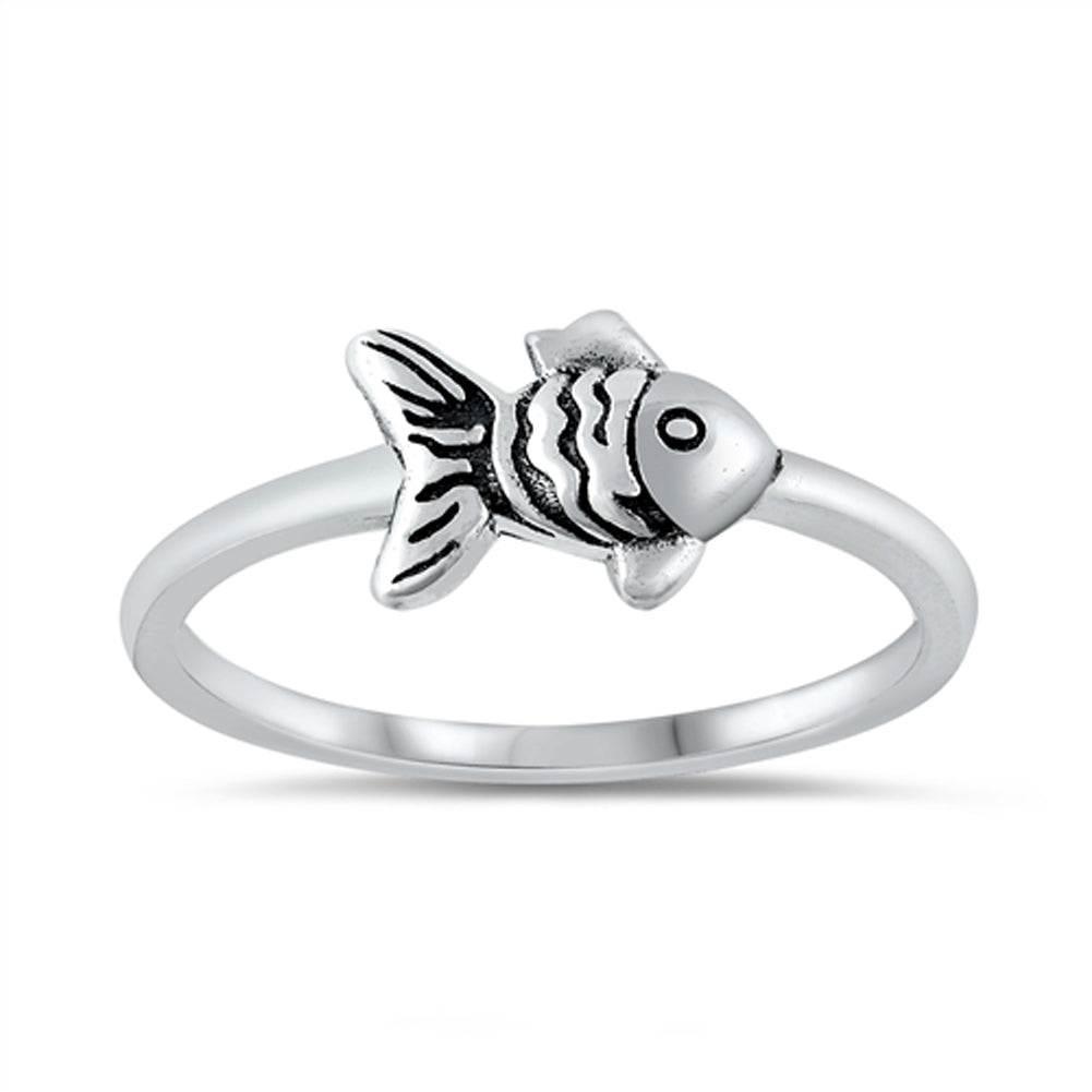 Cute Tiny Fish Aquatic Ocean Ring New .925 Sterling Silver Band Sizes 4-10