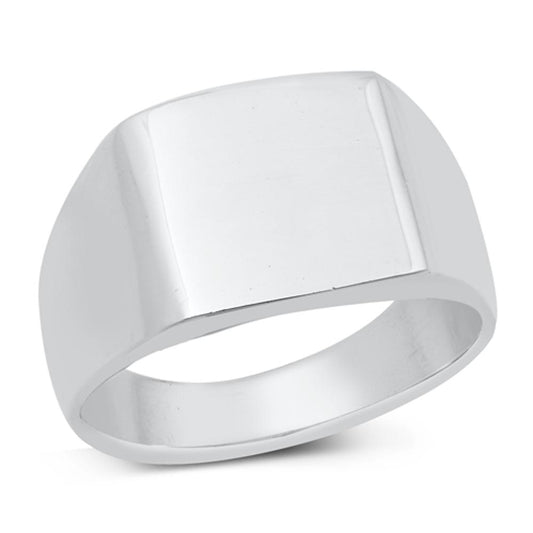 Wide Chunky Statement Ring Square Signet .925 Sterling Silver Band Sizes 7-13