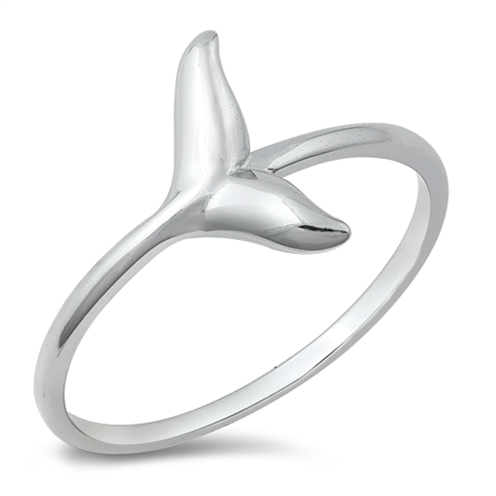 Polished Ocean Whale Tail Mermaid Ring New .925 Sterling Silver Band Sizes 4-10