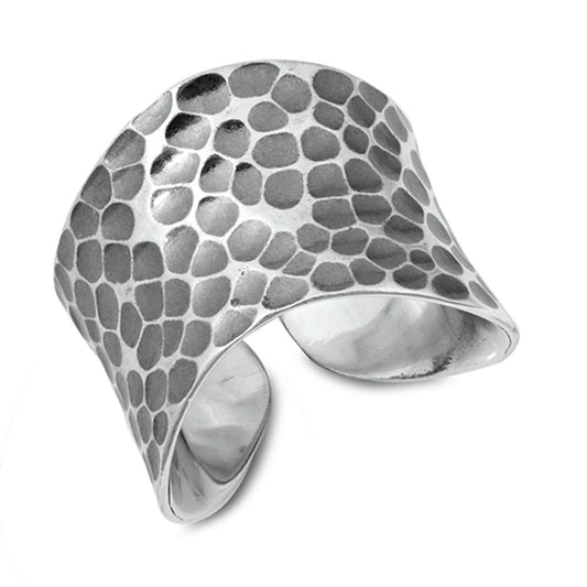Wide Chunky Hammered Animal Print Ring New .925 Sterling Silver Band Sizes 6-12