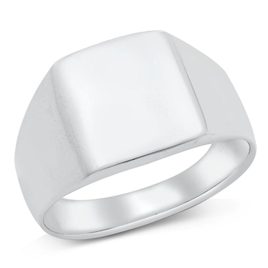 Wide High Polish Ring Signet New .925 Sterling Silver Band Sizes 7-13