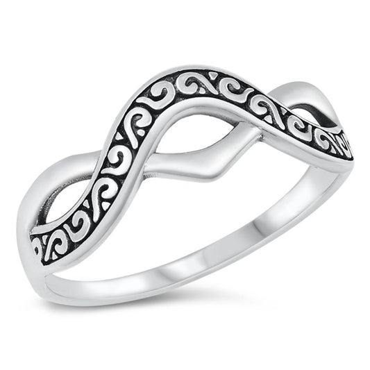 Wave Eternity Design Love Cute Ring New .925 Sterling Silver Band Sizes 4-10