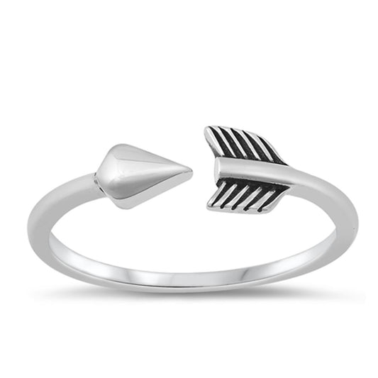 Adjustable Arrow Open Love Unique Ring New .925 Sterling Silver Band Sizes 4-10