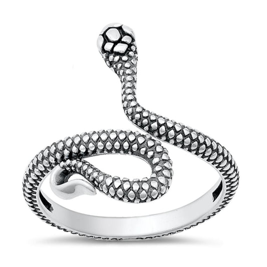 Viper Adder Snake Serpent Classic Bali Ring .925 Sterling Silver Band Sizes 5-10