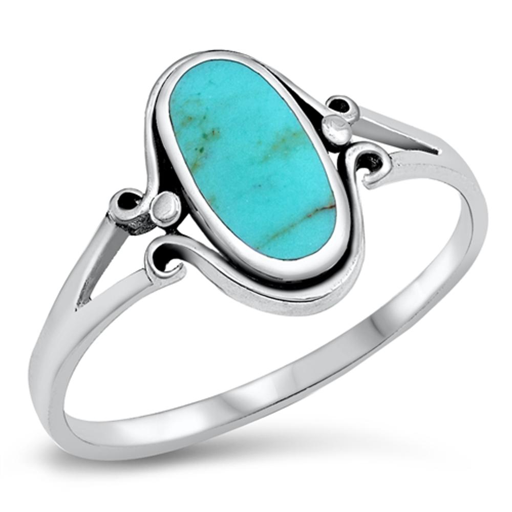 Sterling Silver Woman's Turquoise Ring Simple Cute 925 Band New 13mm Sizes 4-10