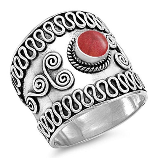Wide Bali Coral Unique Ring New .925 Sterling Silver Swirl Wave Band Sizes 6-12