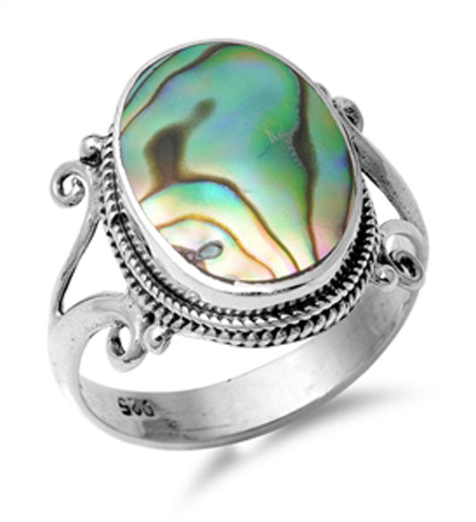 Women's Abalone Bali Promise Ring New .925 Sterling Silver Band Sizes 6-10