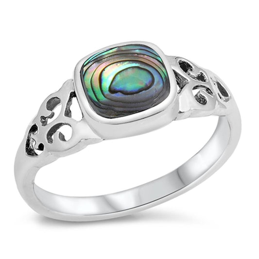 Women's Unique Abalone Beautiful Ring New .925 Sterling Silver Band Sizes 4-10