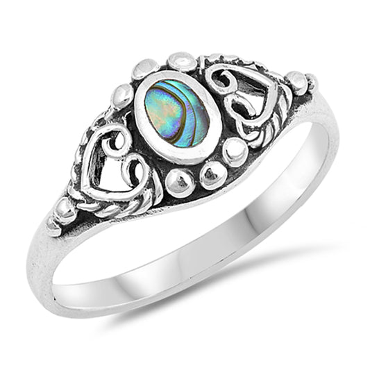 Abalone Heart Knot Boho Bead Oval Ring New .925 Sterling Silver Band Sizes 4-10