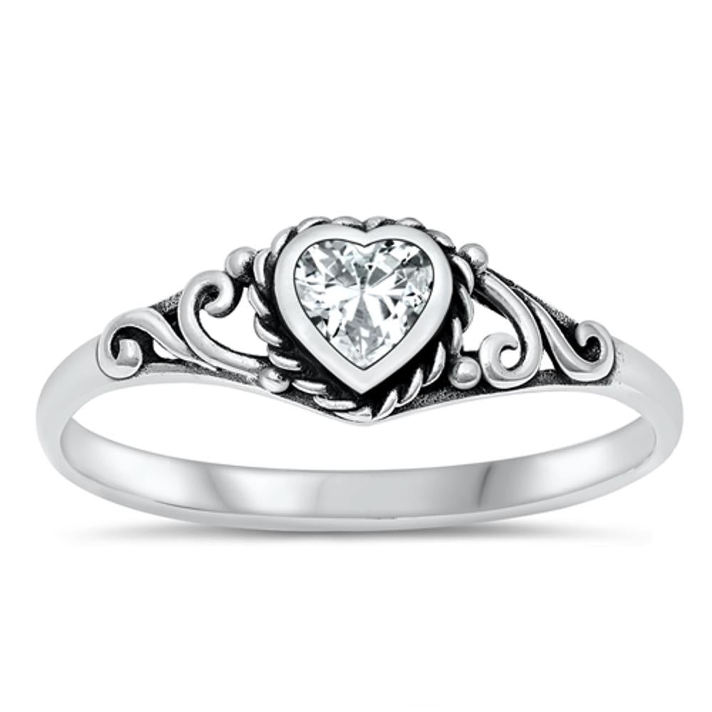 Sterling Silver White CZ Heart Ring