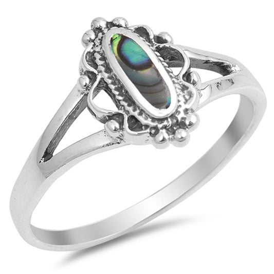 Women's Long Abalone Wholesale Ball Ring New 925 Sterling Silver Band Sizes 4-10