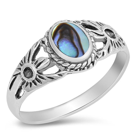 Women's Abalone Cute Fashion Ring New .925 Sterling Silver Band Sizes 5-10