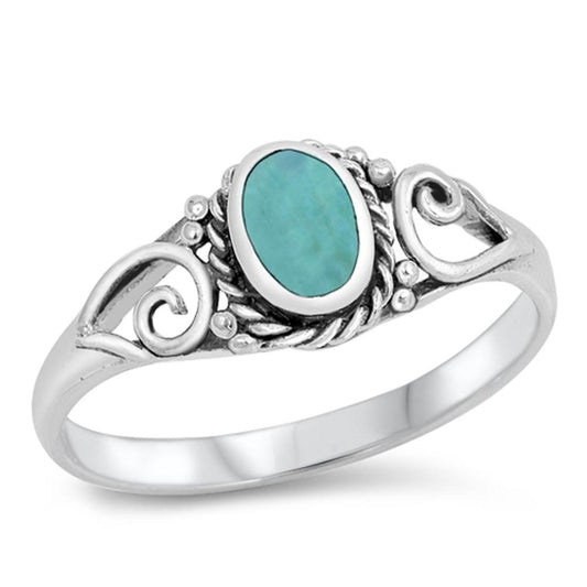 Bali Swirl Turquoise Cute Ring New .925 Sterling Silver Band Sizes 5-10