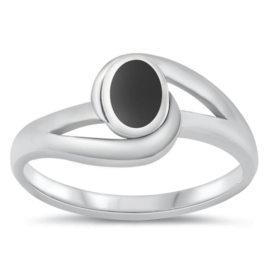 Women's Black Onyx Cute Simple Ring New .925 Sterling Silver Band Sizes 5-10