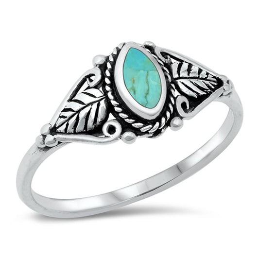 Bali Rope Leaf Turquoise Wholesale Ring New .925 Sterling Silver Band Sizes 5-10