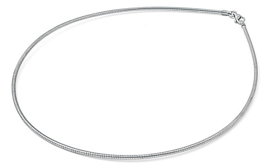 Sterling Silver Round Omega Snake Chain 1.8mm 925 Rhodium Finish New Necklace