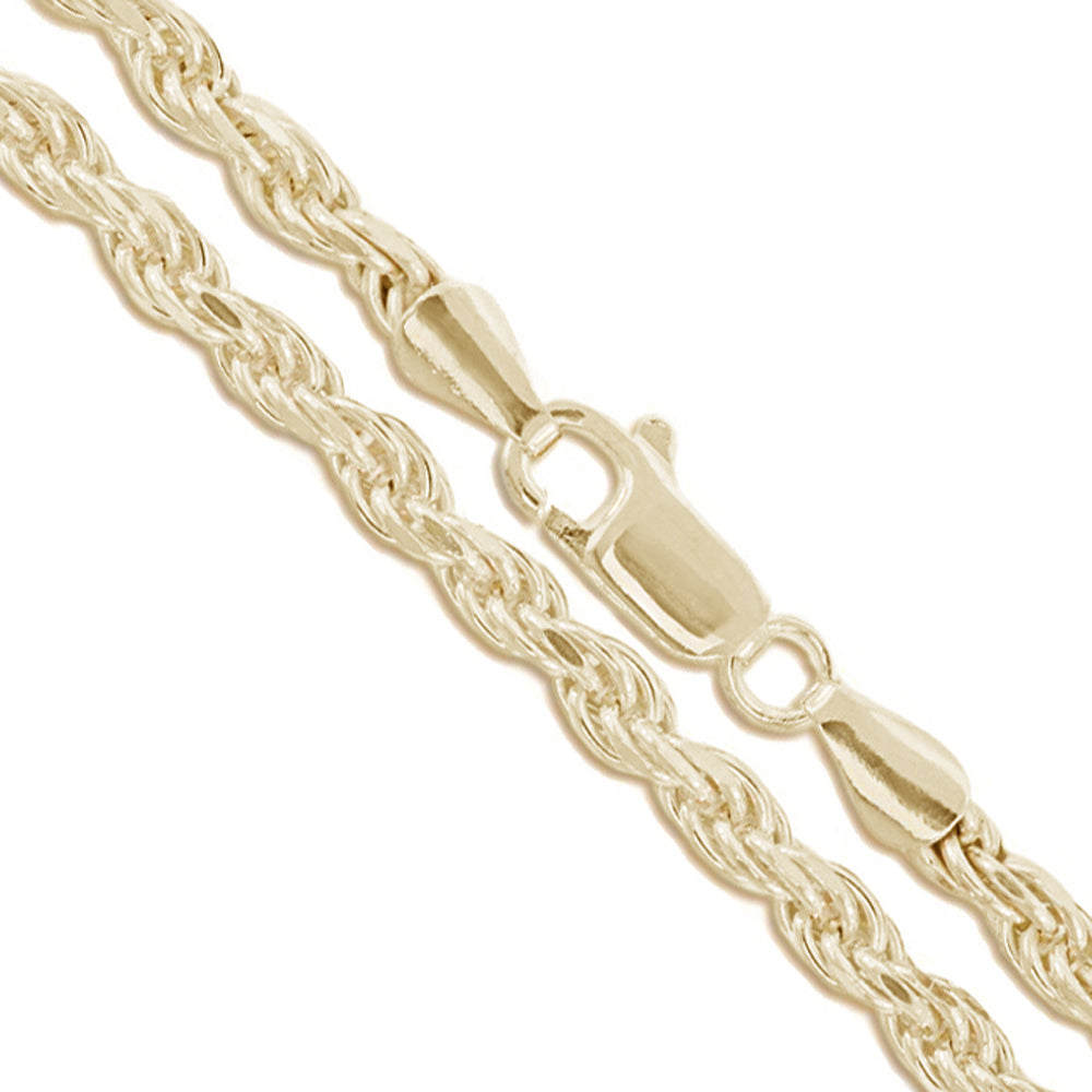 10k Yellow Gold-Hollow Diamond-Cut Rope Link Chain 5.7mm Necklace