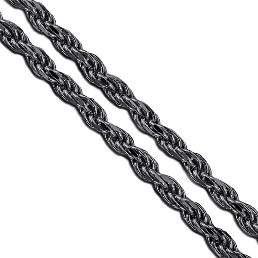 Black Stainless Steel Rope Chain 3.7mm New Solid Cord Necklace