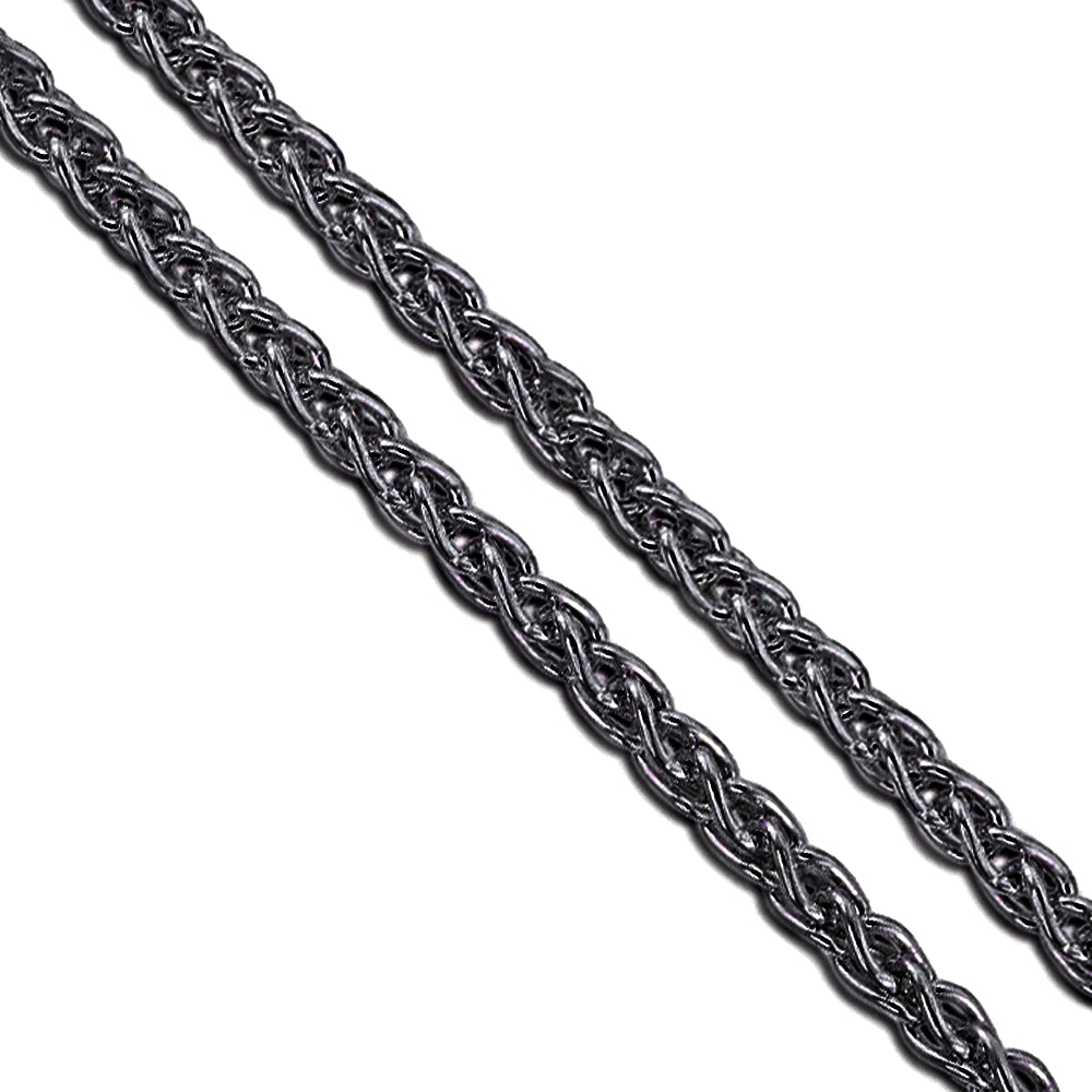 Black Stainless Steel Wheat Spiga Chain 2.9mm Foxtail Link Basket Necklace