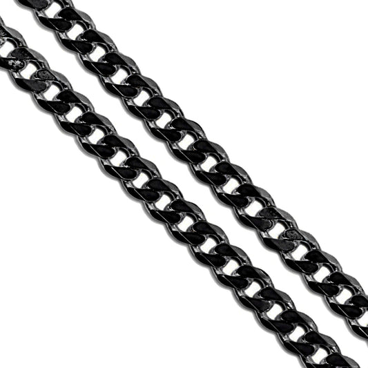 Black Stainless Steel Curb Chain 5.1mm New Solid Cuban Link Necklace