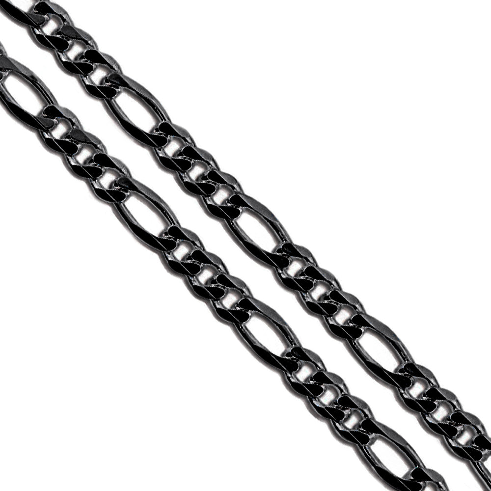 Black Stainless Steel Figaro Chain 3.9mm New Solid Link Necklace