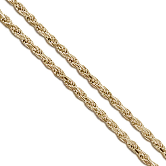 Gold Plated Rope Chain 2.2mm New Solid Cord Necklace