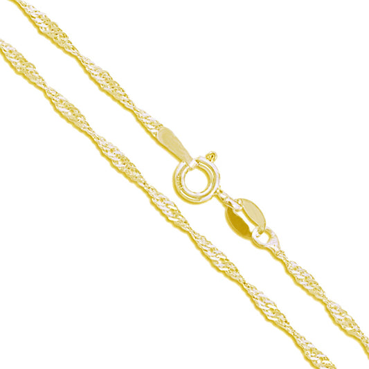 10k Yellow Solid Gold Singapore Rope Link Chain 1.8mm Necklace