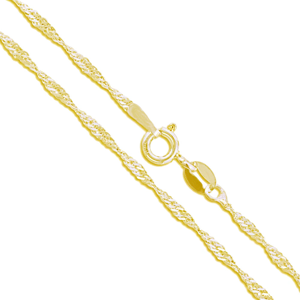 10k Yellow Solid Gold Singapore Rope Link Chain 1.1mm Necklace