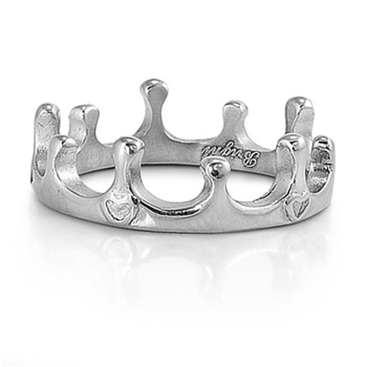 Woman's Crown Ring Fashion Polished Stainless Steel Band New USA 7mm Sizes 5-10