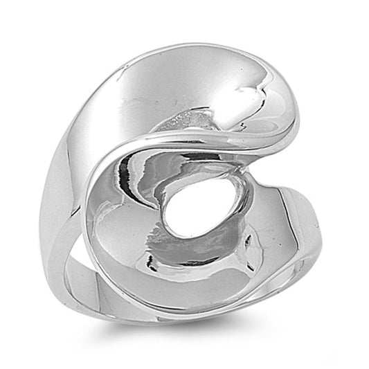 Woman's Unique Ring Fashion Polished Stainless Steel Band New 24mm Sizes 6-10