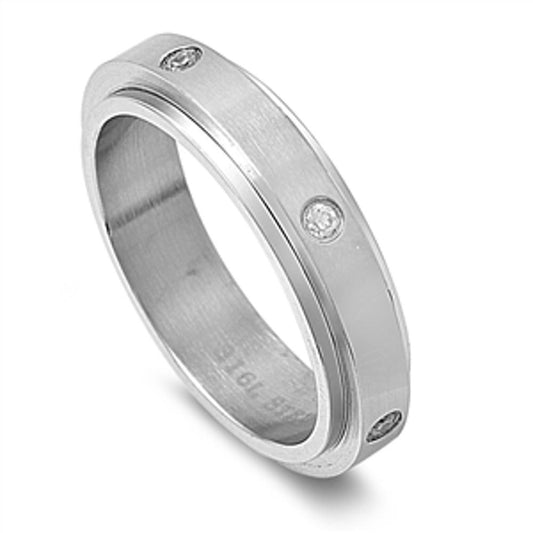 Woman's Men's Ring Unique Polished Stainless Steel Band New USA 6mm Sizes 7-14