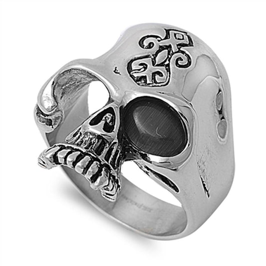Men's Heavy Skull Eye Patch Biker Ring Stainless Steel Band New 31mm Sizes 8-15