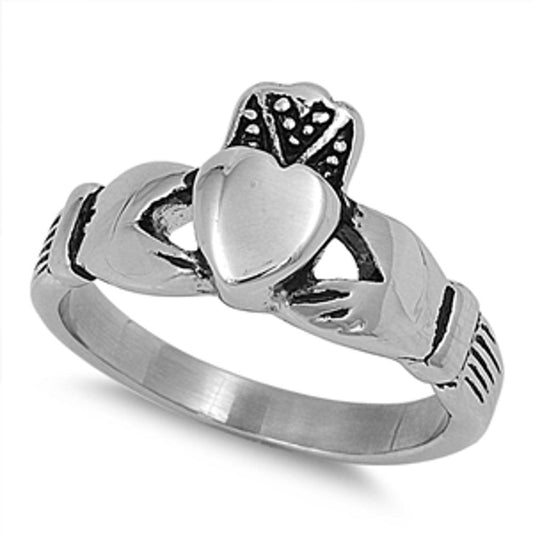 Claddagh Love Heart Forever Promise Ring 316L Stainless Steel Band Sizes 5-12