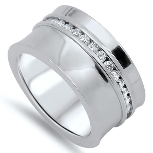 Women's Fashion White CZ Cute Ring New 316L Stainless Steel Band Sizes 7-12