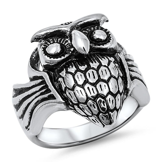 Girl's Owl Bird Fashion Cute Ring New 316L Stainless Steel Band Sizes 8-15