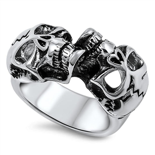 Women's Biker Skull Evil Chopper Ring New 316L Stainless Steel Band Sizes 8-15