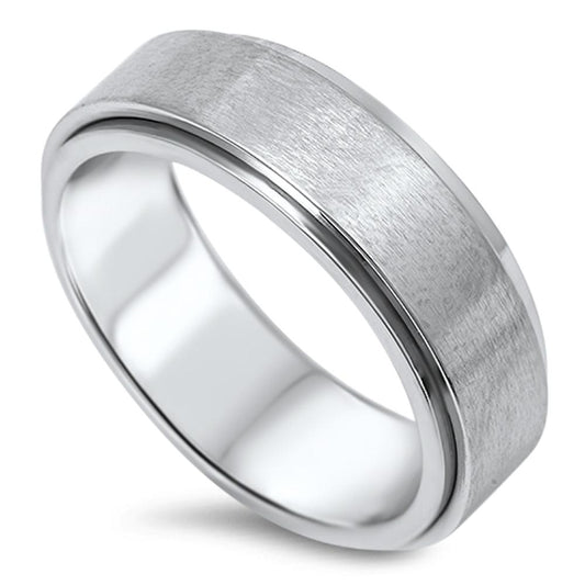 Spinner Ring Men's Wedding Band Matte Finish New 316L Stainless Steel Sizes 7-13