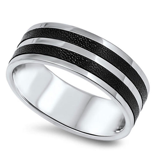Wide Men's Wedding Ring New 316L Stainless Steel Black Hammered Band Sizes 7-14