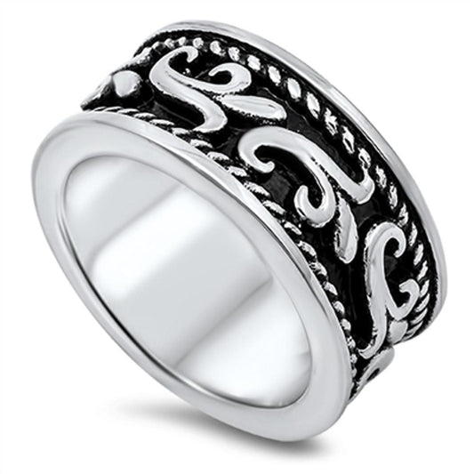 Women's Bali Rope Design Fashion Ring New 316L Stainless Steel Band Sizes 9-14
