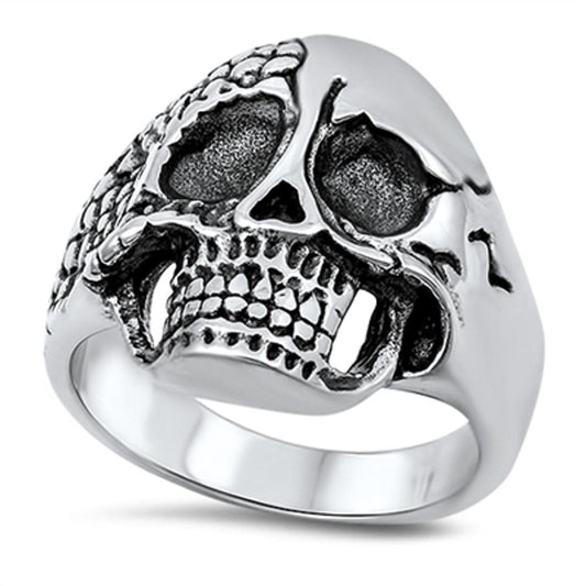 Biker Chopper Cracked Skull Scary Ring New 316L Stainless Steel Band Sizes 9-14