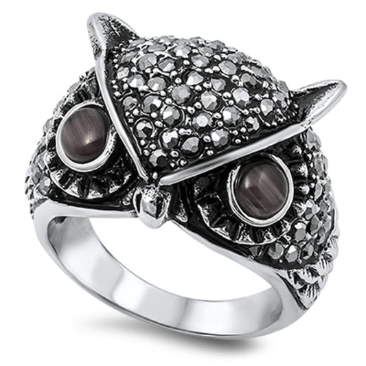 Women's Owl Fashion Designer Ring New 316L Stainless Steel Band Sizes 9-14