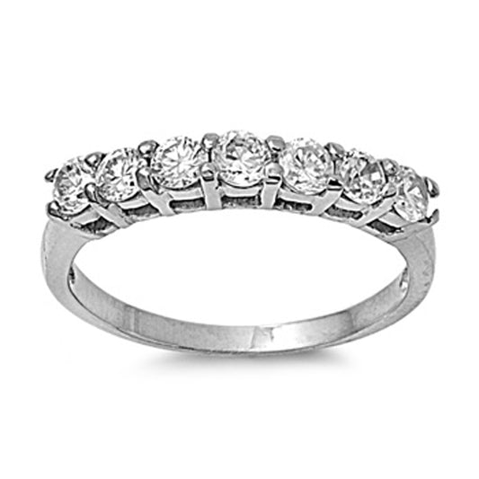 White Clear CZ Ring Fashion Polished Stainless Steel Band New 4mm Sizes 5-10