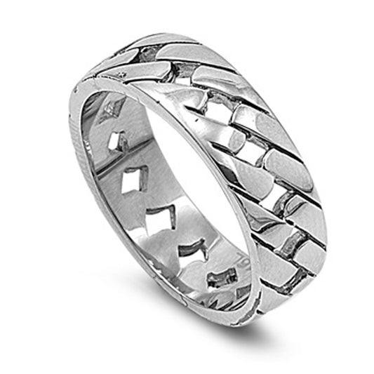 Woman's Men's Thick Ring Fashion Stainless Steel Band New USA 7mm Sizes 8-14