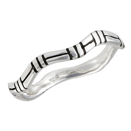 Bamboo Design Wave Stackable Eternity Ring .925 Sterling Silver Band Sizes 1.5-8
